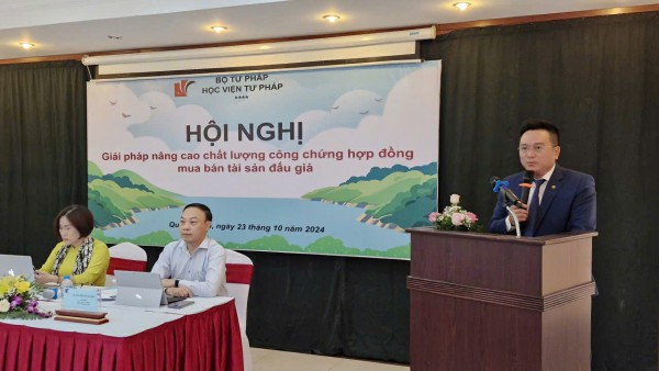  Học viện Tư pháp: Hội nghị “Giải pháp nâng cao chất lượng công chứng hợp đồng mua bán tài sản đấu giá”